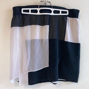 DKNY Black & White Sheer Silk Panel Skirt
